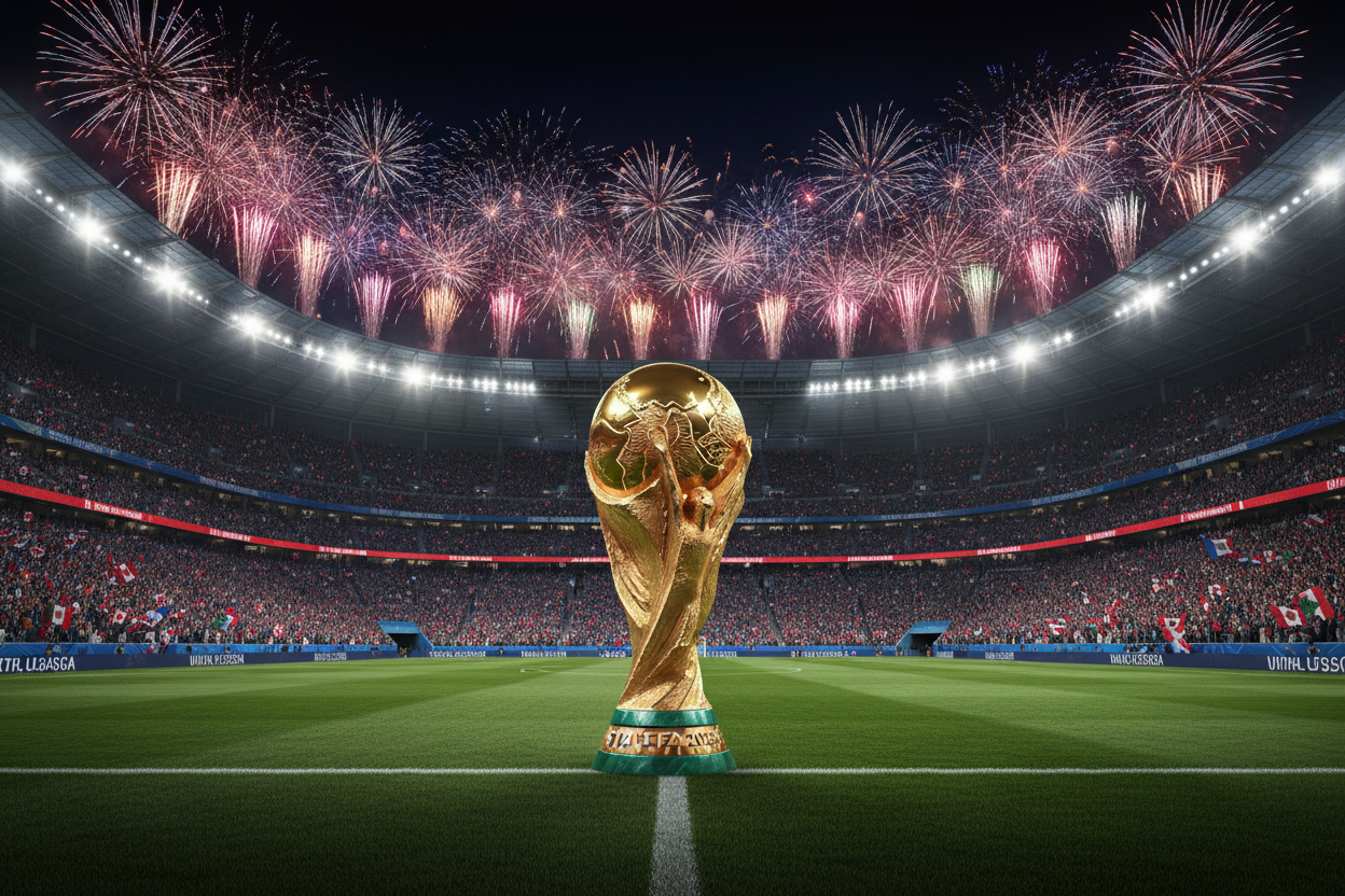 FIFA World Cup 2026 - Trofeo y Fuegos Artificiales